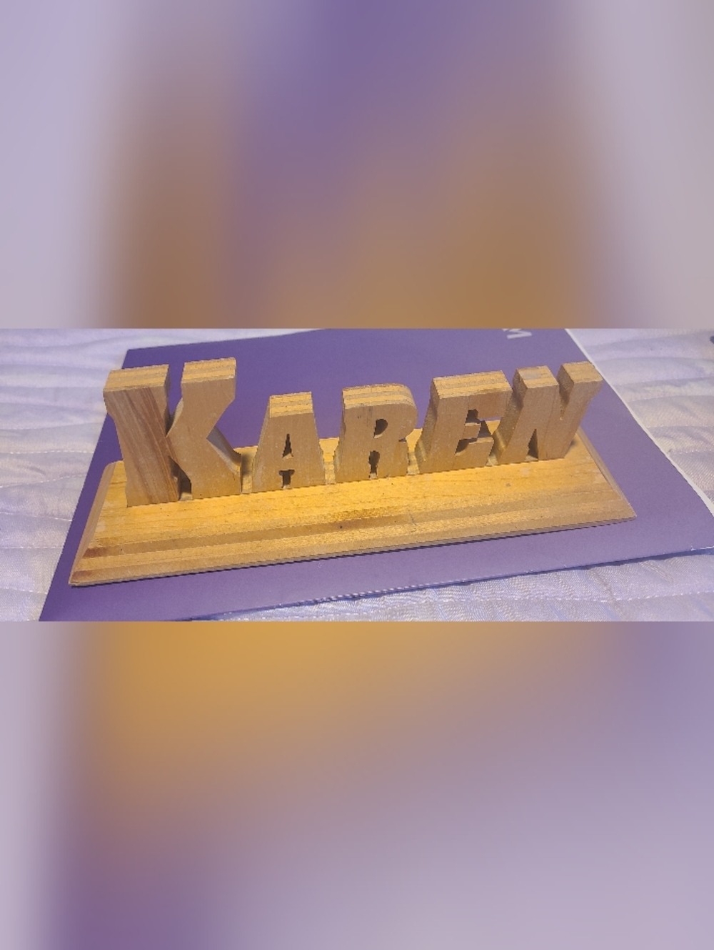 Karen natural wood name cut-out decor homemade